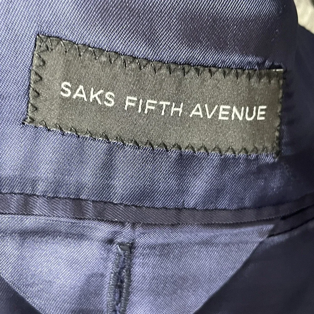 Saks Fifth Avenue Ing‎ Loro Piana Navy Blue Wool Four Seasons 44L Blazer
